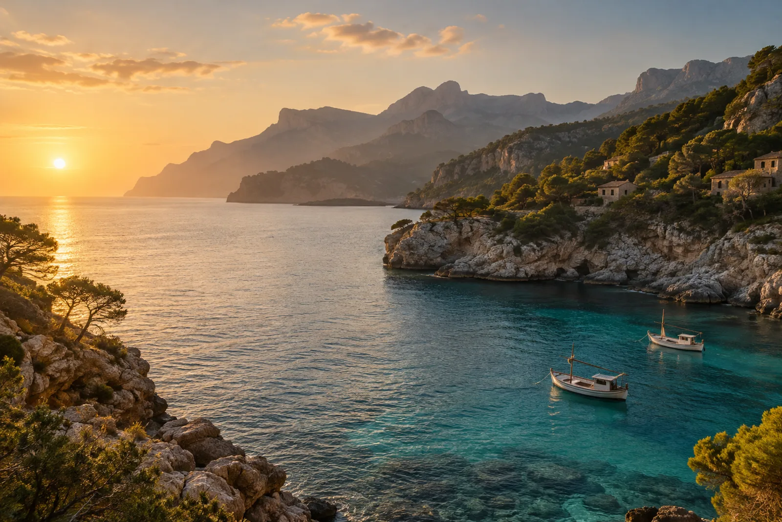 Illustrierte Küstenlandschaft auf Mallorca