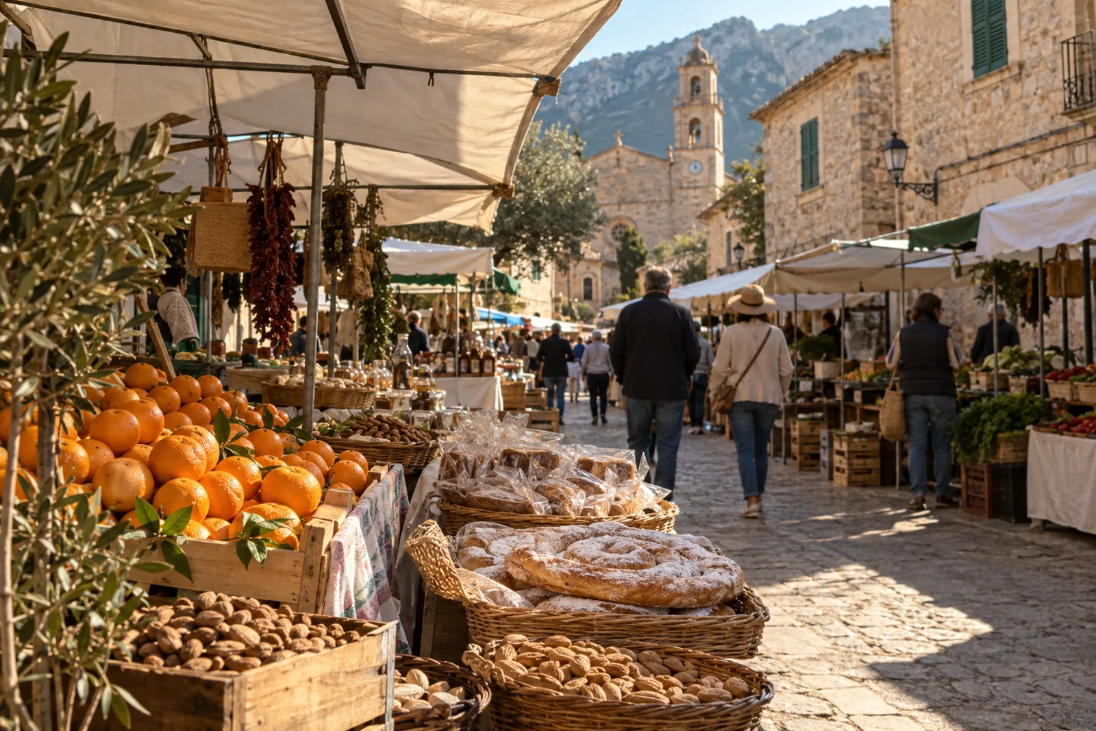 Illustration eines mallorquinischen Wochenmarkts